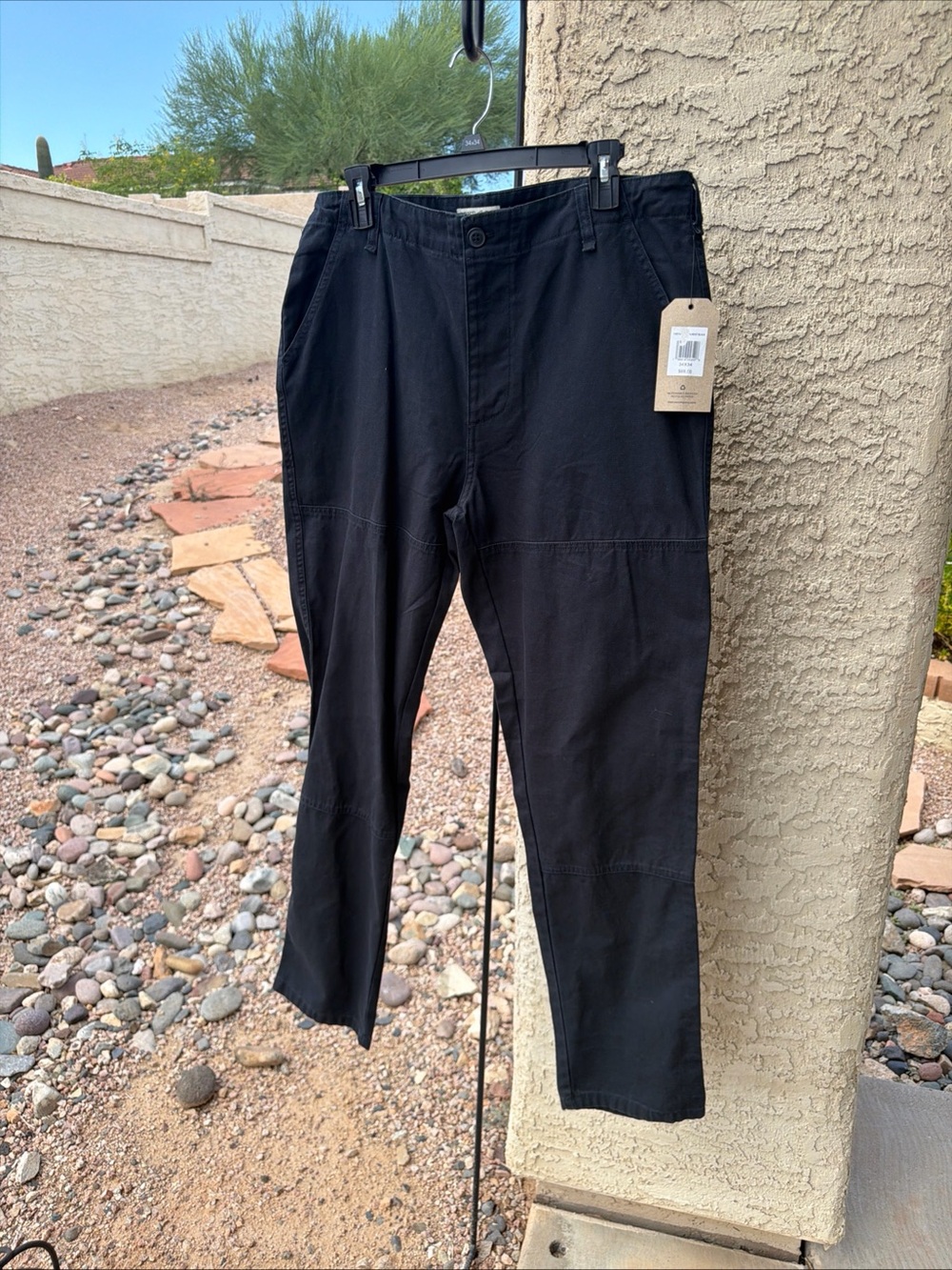 Frye and Co Utility Pants Mens 34x34 Almost Black Canvas Double Knee Workwear T5